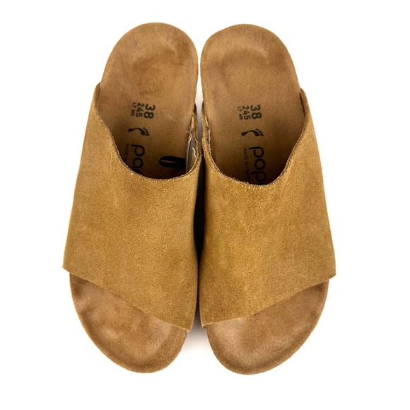 Birkenstock Papillio Namica Suede Leather Slide Wedge Sandal Tea Brown Size 38 - Picture 3 of 11